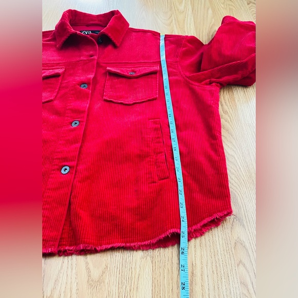 Sz M Zara Lucious Ruby Red Corduroy Jacket - Picture 6 of 8